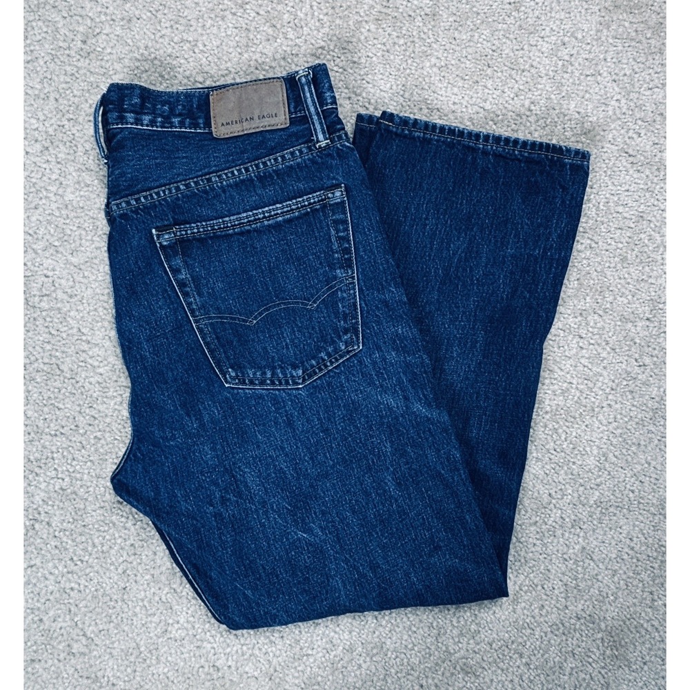 American Eagle Flex Straight Leg Dark Wash Jeans Button Fly Size 33x32